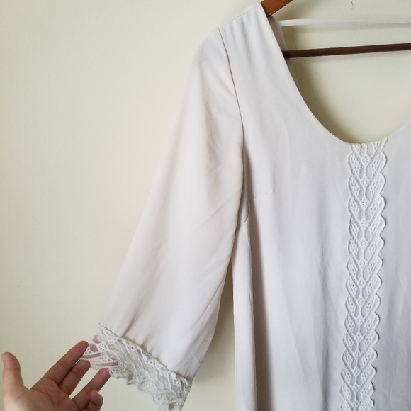 Astr Boho Mini Dress Scoop Neck Open Back In Cream Size Small EUC - Picture 13 of 13